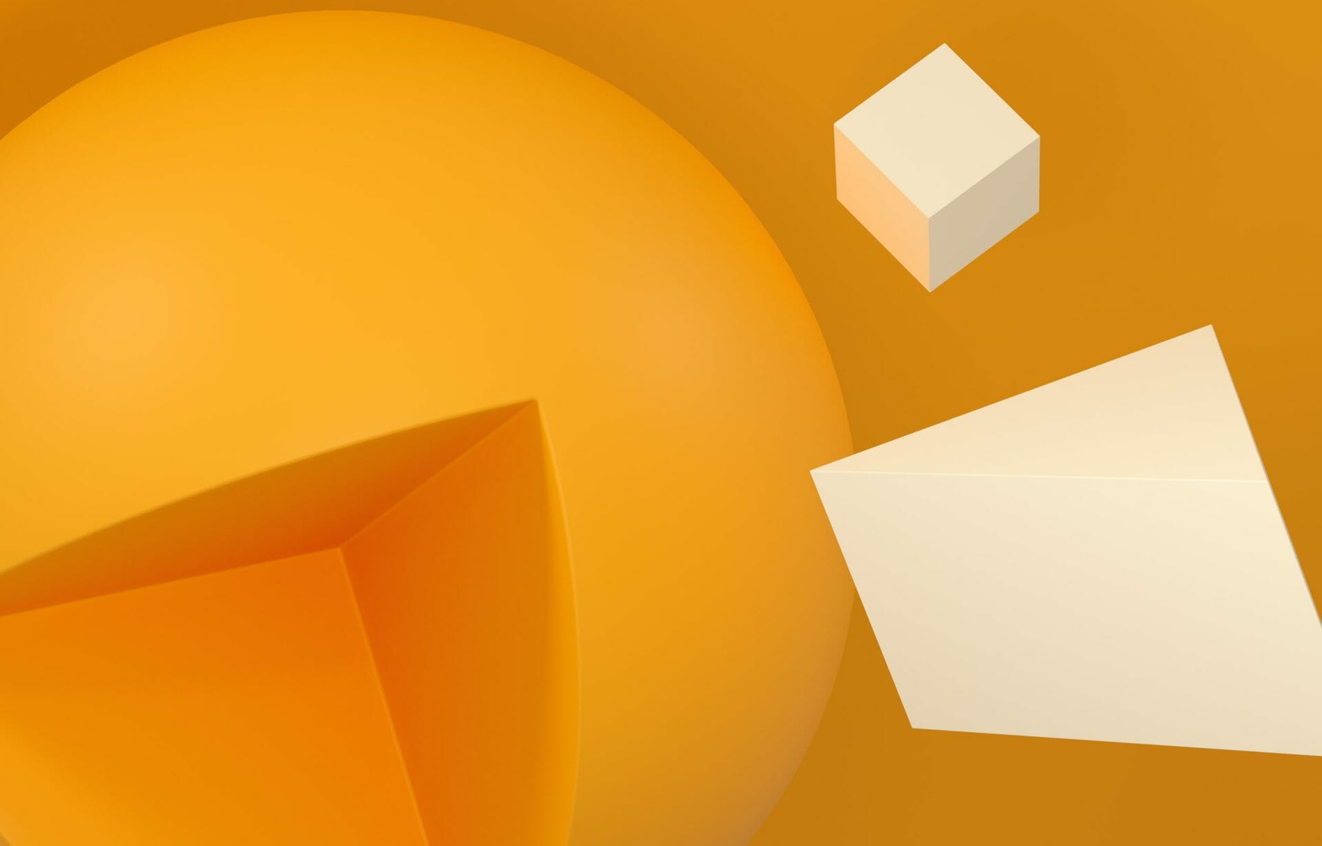 geometric 3d shapes scene orange